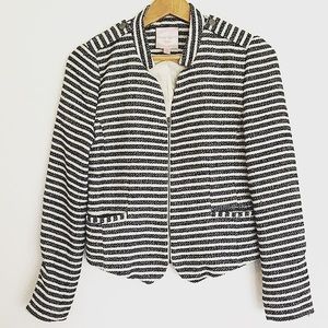 Romeo & Juliet couture tweed striped zip blazer